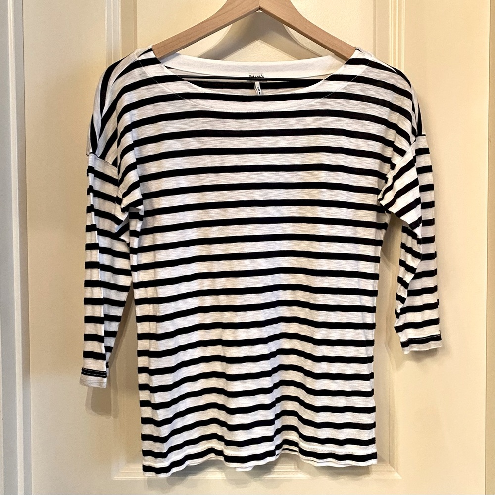 Splendid Navy/White Striped 3/4-Sleeve Tee (XS)